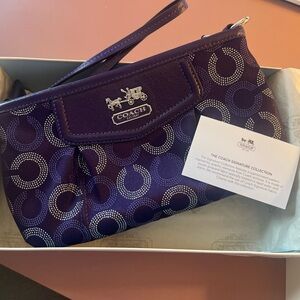 Coach Purple Signature Wristlet Clutch